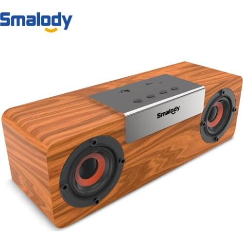 Madeira Bluetooth Speaker HIFI 3D Dual Altifalantes Caixa de Som Alto-Falante Mãos-livres Sem Fio BT 5.0 TWS Retro Computador Su