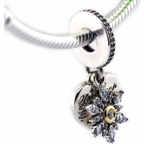 Snowflake Heart Clear CZ Charm 925 Silver Original Beads For Jewelry Making For European Bracelets DIY Sterling Silver Beads
