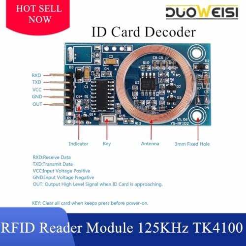 ID Card Decoder RFID Reader Module 125KHz TK4100 UART Output Board For Access Control DIY Modification