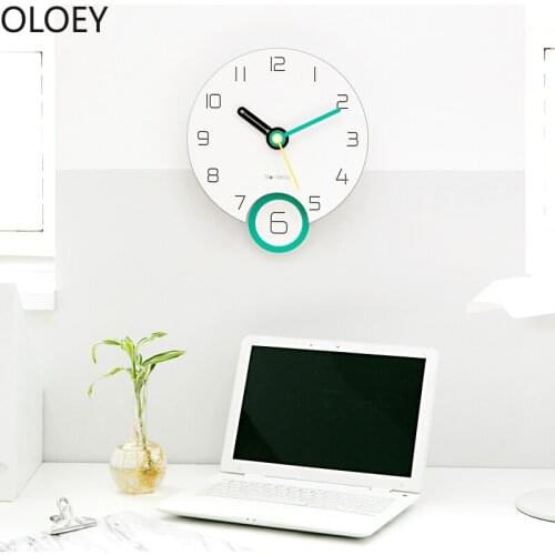 Wooden Swing White Wall Clock Modern Decor Kids Childrens Room Creative Hanging Tables Living Room Home Office Kitchen Watch