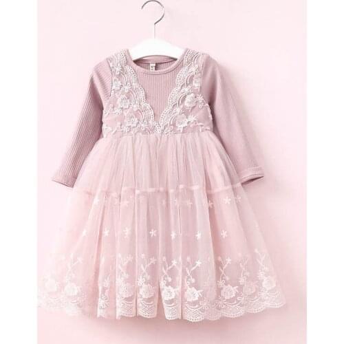 Dulce Amor Elegant Girls Princess Dress Autumn Kids Lace Dresses For Girls Embroidery Floral Party Dress Fall Girls Clothes