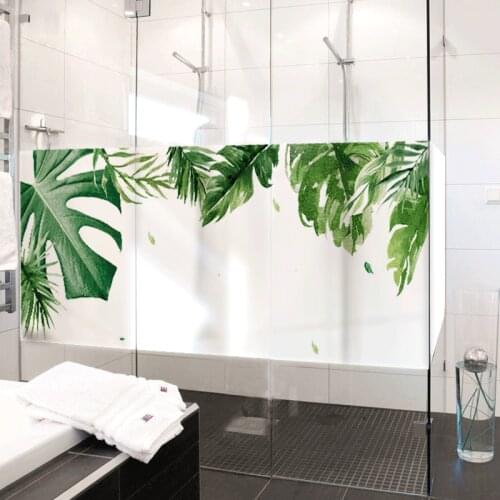 Electrostatic glass film without glue green leaf plant bathroom light opaque window cellophane anti-theft window flower paper