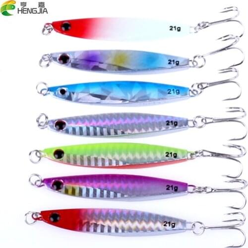 HENGJIA 2017 NEW 7PCS 7cm 21g Metal Jigging Spoon Bait Sea Fishing Lead Fish Fishing Lures Iron 3 Hooks LB033
