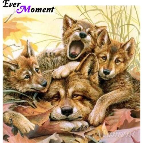 Ever Moment Diamond Painting 5d Full Square Animal Fox New Diamond Embroidery 2019 Mosaic Decoration Rhinestones ASF1642