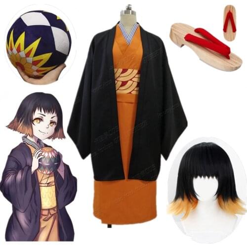 Demon Slayer Kimetsu no Yaiba Susamaru Kimono Uniform Cosplay Costumes Halloween Suit Susamaru Heat Resistant Synthetic Wig boot