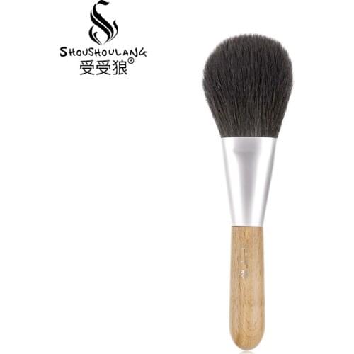 Shoushoulang Professional Handmade Make Up Brush 2# Flat Round Large Face Powder Brush Soft Blue Squirrel Hair Makeup Brushes