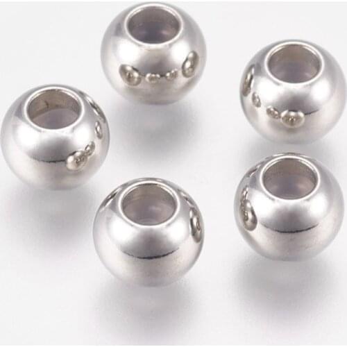 PandaHall 5pcs 8x6mm Stainless Steel Metal Jewelry Findings Beads Rondelle