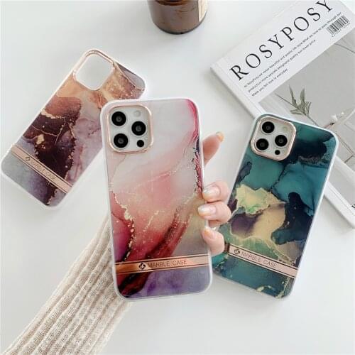 Moskado Marble Double-Sided Electroplating Gold Ring Phone Case For iPhone 11 Mini 12 Pro Max X XR XS Max 7 8 7Plus Case Cover