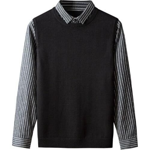 2021 classic Fashion Men Shirt Collar Casual Turn-down Collar Computer Knitted Pullovers Striped Men Sweater Plus Size L-3XL 4XL