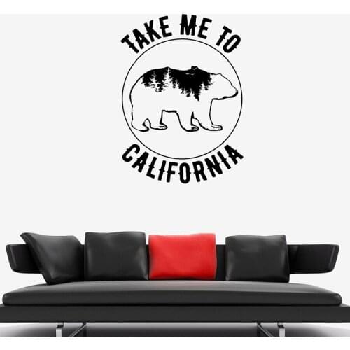 Bear Wall Decal Take Me To California Nature Forest Tour Vinyl Window Sticker Living Room Bedroom Home Decor Animals Mural M717