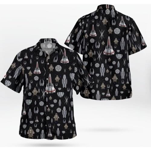 Spaceship 3D Print Beach Hawaiian 2021 Summer Shirt Short Sleeve Shirt Streetwear Oversized 5XL Camisa Social Chemise Homme F12