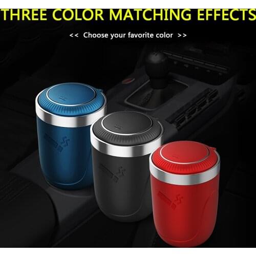 Portable LED Light Metal Liner Car Automobiles Interior Accessories Car Ashtray Push Type Cigarette Cylinder Holder