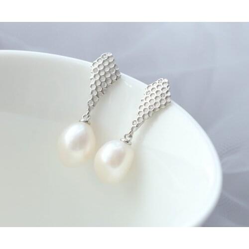 Authentic 925 Sterling Silver Earring Inlaid Natural Baroque Pearl Fashion Creative Silver Ornament High Quality Jewelry Gift