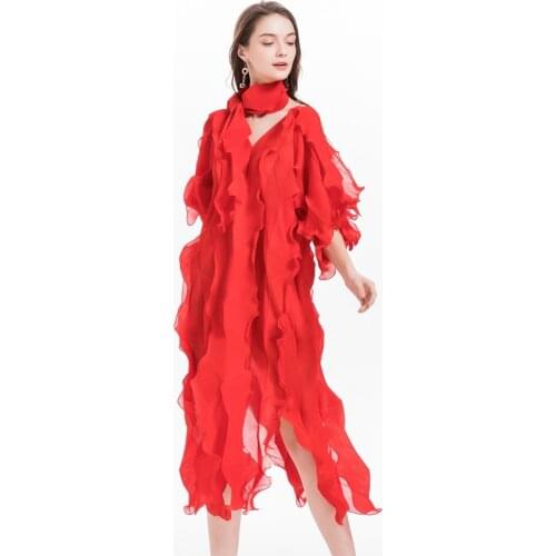 Scarf Diamond Dress Original High End Pleated Large Size Womens Dress Miyake Pleats Dresses