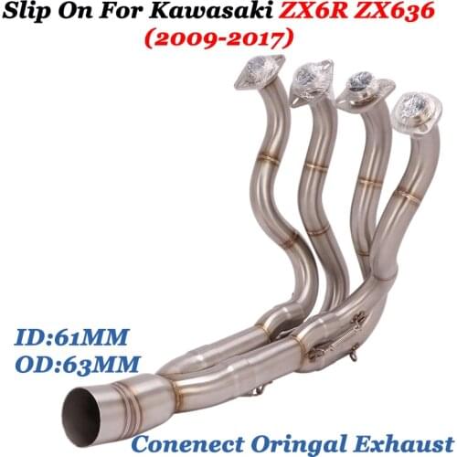 Slip On For KAWASAKI ZX6R ZX636 Full System Motorcycle Exhaust Escape Modify Connect Front Mid Link Pipe On Original Exhaust