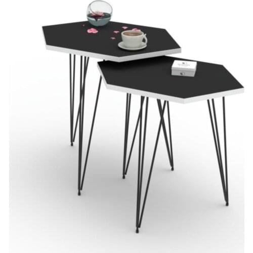 Modern Larose Zigon Coffee Table Hedvige Gray 2 Li (45*50*30-40*45*25) hexagonal coffe table