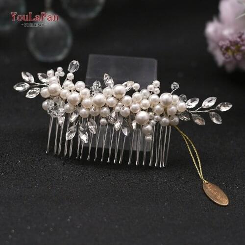 YouLaPan HP13 Wedding Hair Jewelry Hari Tiara Pearl Bridal Hair Comb Silver Rhinestone Bridal Hair Clip Wedding Hair Accessories