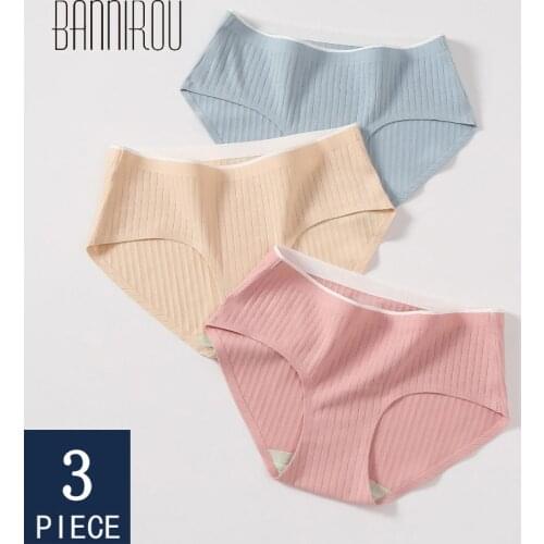 BANNIROU 3 Pcs Female Underwear Cotton Panties For Woman High Quality Soft Comfortable Briefs Panties For Lady 2021 New Sale
