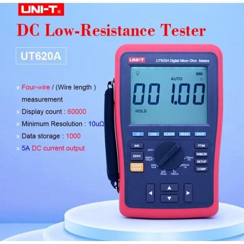 UNI-T UT620A 60000 Counts Digital Micro Ohm Meter Resistance Meter 6.0000K ohm with High/Low Limit Alarm USB and Back Light