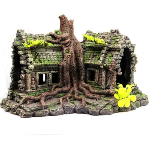 Resin Tree House Aquarium Landscape Decor Home Fish Tank Hiding Castle Cave Ornament Decor Aquarium Ornament Fish Tank Decor