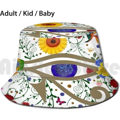 Ra Eyes Spring Explosion Bucket Hat Adult kid baby Beach Sun Hats Ra Eyes Springful Plants Egypt Horus God Eye Pyramide