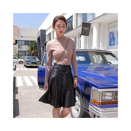 2018 New Fashion Genuine Sheep Leather Skirt H6 Free Shipping One Piece Promotion