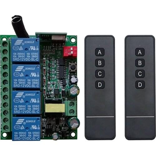 1000m AC110V 220V 230V 4CH Wireless Remote Control LED Light Switch Relay Output Radio RF Transmitter And 315/433 MHz Receiver