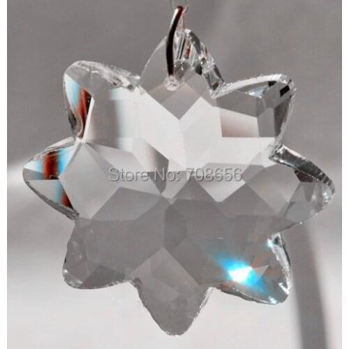 120PCS 38MM CLEAR 8 POINTED STAR CRYSTAL PRISM SUNCATCHER PENDANT SHIPPING FREE
