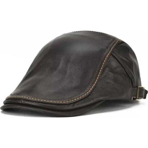 2021 Brand New style Mens Real Genuine Leather baseball Cap brand Newsboy /Beret Hat winter warm Cowhide cap Cow-04