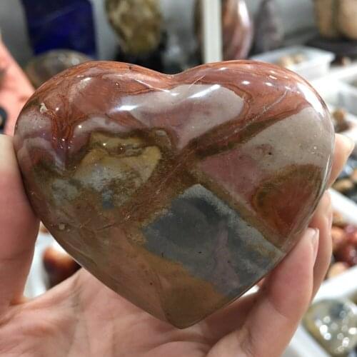 280g NATURAL PRETTY Ocean Jasper QUARTZ CRYSTAL heart-shaped healing
