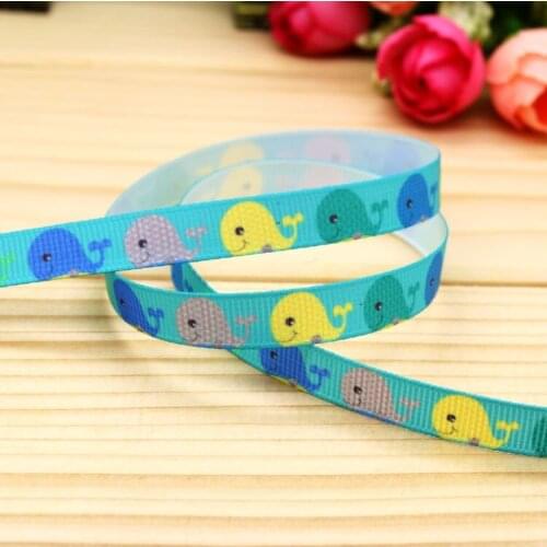 3/8'' Free shipping whale printed grosgrain ribbon hair bow headwear party decoration wholesale OEM 9mm H5235