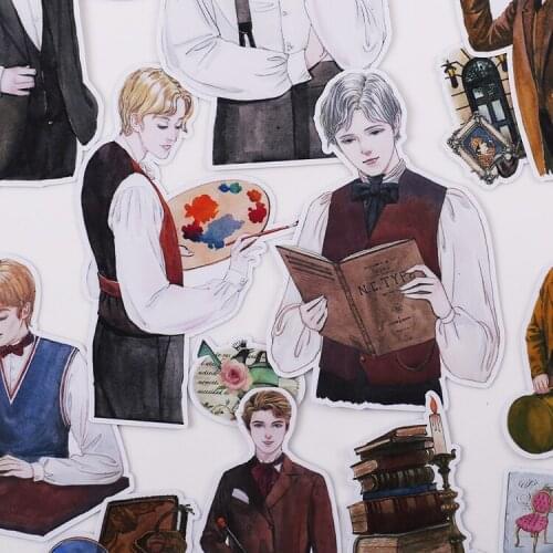 40PCS Ancient decorative tools gentleman Stickers Crafts And Scrapbooking book Decorative sticker DIY Stationery