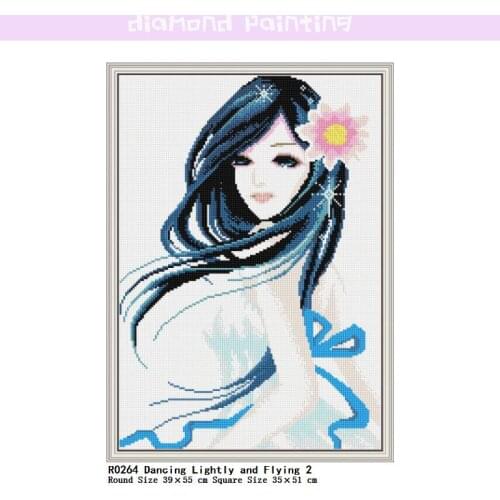 5D DIY Full Square/Round Embroidery Dancing Lightly and Flying 2 Diamond Painting Mosaic Rhinestones Image Full Drill Home Decor