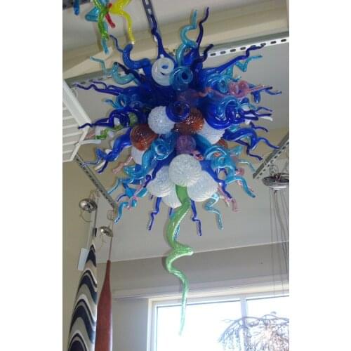 Free Shipping 110/220v AC Led Pretty Light Hand Blown Glass Art Chandelier for Bar House Deco