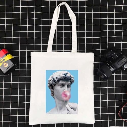Large Capacity Wild Effortless Canvas Bag Tote Reusable Polyester Supermarket Shopping Bag Funny Pattern Foldable Shoulder Bag