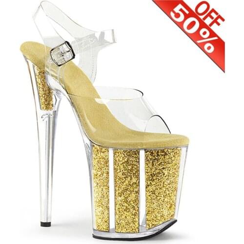 Sexy Crystal 20cm Super Pole Dancing Shoes High Stripper Heeled Platform Sandals 8 Inch Model Show Catwalk Wedding Nightclub New