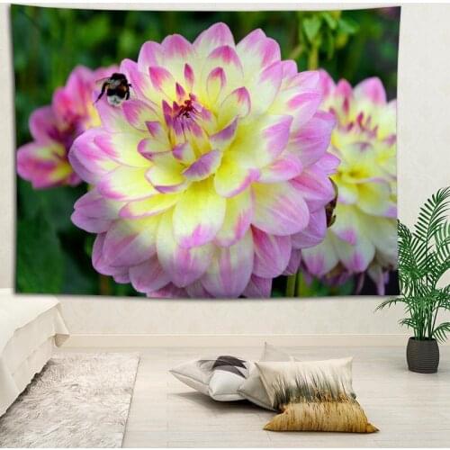 Dahlias Flowers wall decor tapestry layout room painting background wall decoration bedcloth tapestries custom logo