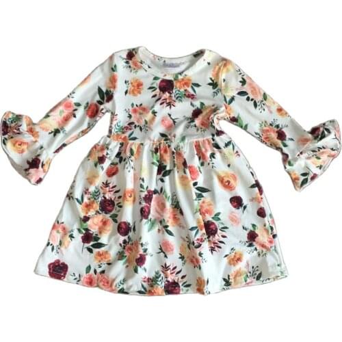 Girlymax Girls Clothes Wine Burgundy Floral Flower Milk Silk Baby Ruffles Knee Length Dress Match Bow