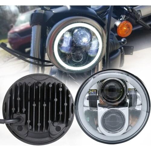 For Harley Sportster Touring - Super Glide Dyna 5 3/4 5.75 inch Led headlight halo Ring white DRL Angel eye Headlight