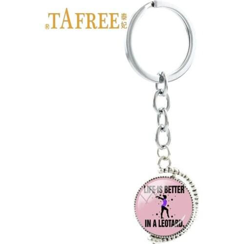 TAFREE Gymnastics competition double sides pendant keychain life is better Keep Calm Do Gymnastics key holder souvenirs GY197