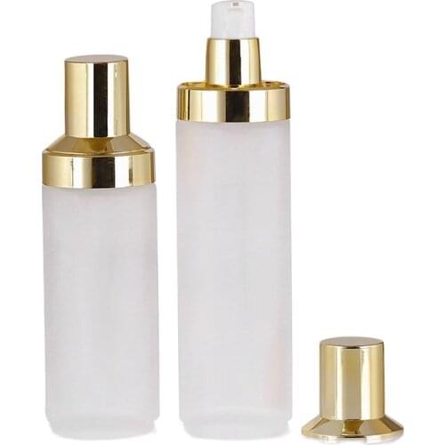 150ml frosted glass bottle with gold pump&lid for lotion/emulsion/serum/foundation/toner skin cosmetic packing