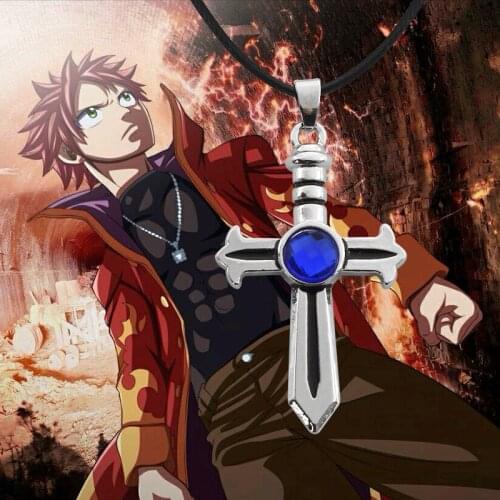 Hot Fairy Tail Cross Necklaces Pendants Anime Leather Rope Choker Necklace Women Men Jewelry Collier Femme