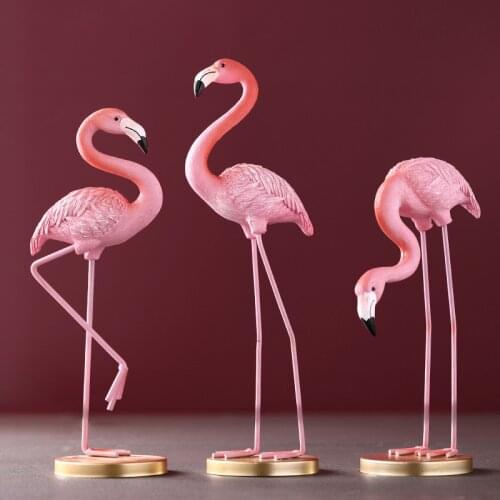 Ins Style Pink Flamingo Ornaments Home Accessories Nordic Room Desktop Station Resin Flamingo Decorative Statue T410