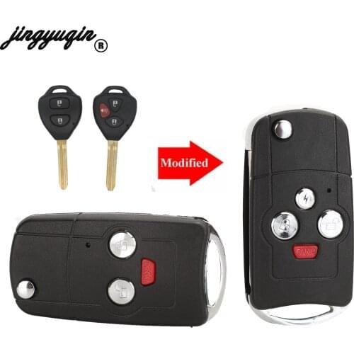 Jingyuqin Modified Flip Folding 4 Buttons New style Remote key shell For Toyota RAV4 Camry Avalon Corolla Matrix 3BTN + Panic