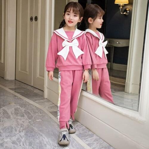 Girls Sets 2021 New Kids Spring and Autumn College Style Two-piece Set Children Clothes
