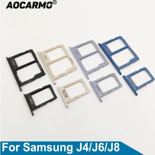 Aocarmo MicroSD Card Tray + Sim Card Slot Holder For Samsung GALAXY J4 J6 J8 J400G J600G J800G SIM1 SIM2