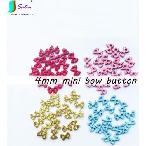 4mm Gold Pink Red Blue Mini Super Small Bow Metal Buckle DIY Handmade Doll Clothes Skirt Decoration Accessories Buttons A0464F