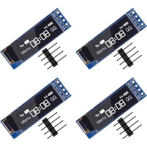 4Pcs I2C OLED Display Module 0.91 Inch I2C SSD1306 OLED Display Module White Screen Driver DC 3.3V-5V for Arduino