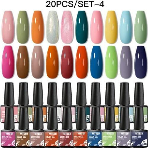 Mtssii Gel Nail Polish Set 10/20PCS Mix Color Nail Kit For Manicure Nail Polish Vernis Semi Permanent UV Lamp Gellak Nail Kit