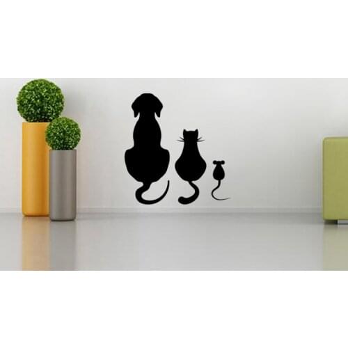 Sticker funny dog cat mouse vinyl carving mural wall decal poster children home decoration wallpaper home decoration DD0637